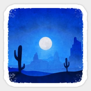 Dreamy Blue Desert Moon Seventies Snapshot Sticker